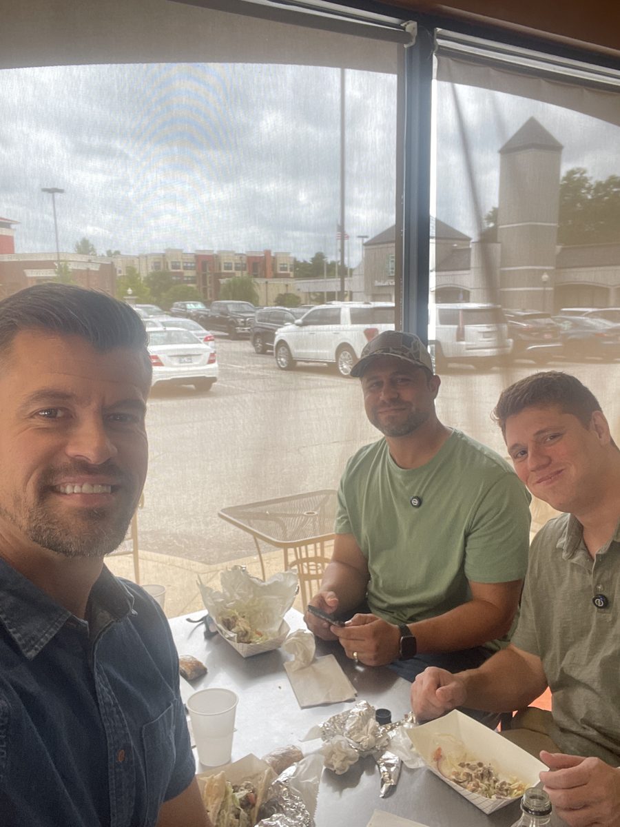 Mark Pepin and friends around the table at Gyros by Ali
