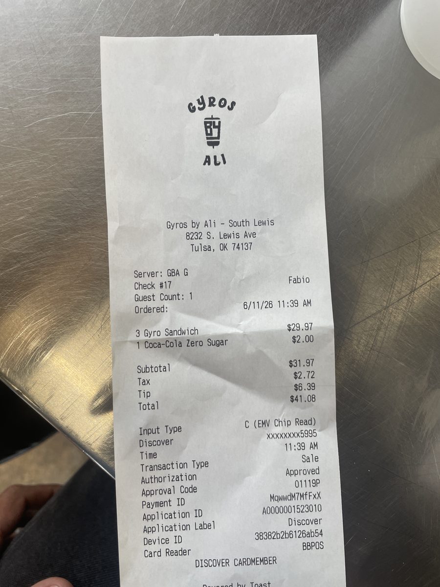 Receipt from Gyros by Ali