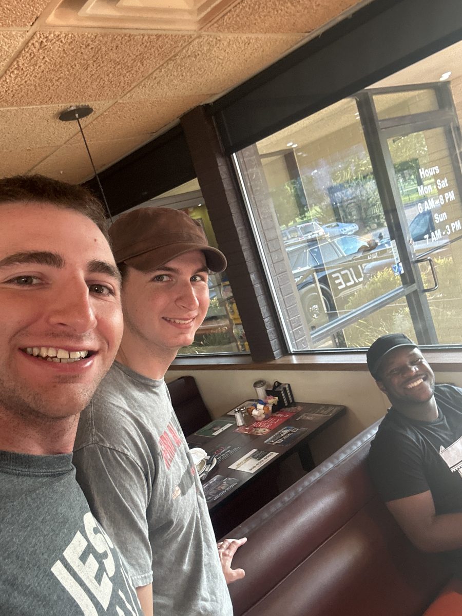Daniel Patterson and friends around the table at Mom's Family Diner